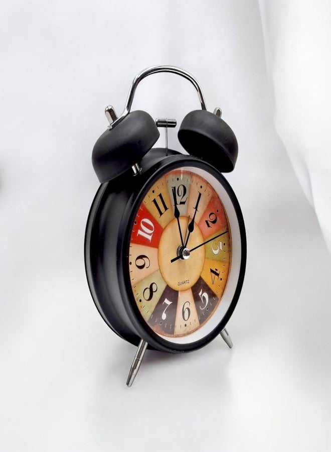 Lupro Vintage Twin Bell Alarm Clock, Metal Analog Table Clock with Night LED Light, Extra Loud Alarm, Heavy Sleeper Clock for Kids, Students, Bedroom - Black - Image 5